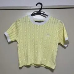 ニット トップス イエロー 半袖 FUN