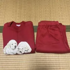 赤い子犬プリントのスウェットシャツ