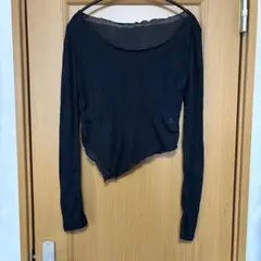 Dazy ブラック クロップド丈 長袖Tシャツ XL