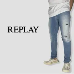 REPLAY｜"ROSE"ダメージリペアスキニーデニムw28リプレイSafariのサムネイル