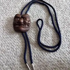 木製鬼の顔ループタイ