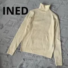 INED イネドリブ編み タートルネックニット　ウール99% S