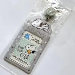 残り3 お値下げ! スヌーピー リール付き ダイカット パスケース グレー 6