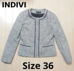 INDIVI ツイード ノーカラージャケット 卒業式 入園式