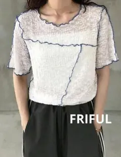 FRIFUL ステッチデザイン　メロウ 　レース　半袖トップス　シアー