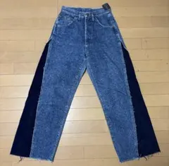 Lee デニムパンツ リメイク チェック柄 切替 36×30 - メルカリ