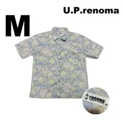 U.P.renoma 半袖シャツ 紫陽花柄 水色 M 花柄のサムネイル