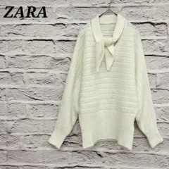 ザラ リボンネック長袖ニット セーター ドルマンスリーブ オーバーサイズ