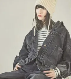 ラコレ デニムジャケット Gジャン ブラック Ｍサイズ