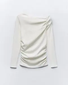 【ZARA】ワンショルダー トップス ザラ ギャザーTシャツのサムネイル