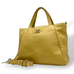 美品　ラシット　ハンドバッグ　2way　ショルダー　黄　russet ロゴ　u2