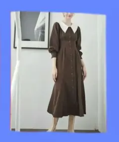 美品✨アンドクチュール バリモアＢＩＧカラー長袖ワンピース 2wayブラウン M