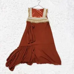 diamond-bar【F】アシンメトリーワンピース フリンジ 森ガール