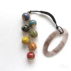 帯飾り〈七色〉簪に変更可　根付け　半幅帯、兵児帯、名古屋帯に　着物　単衣　浴衣