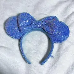 ディズニー　カチューシャ　ブルー　スパンコール