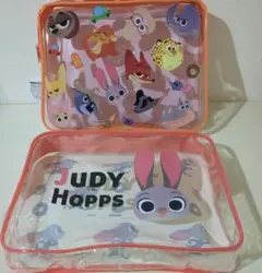 ズートピアマチ付きビニールポーチ　2個セット　ダイソー