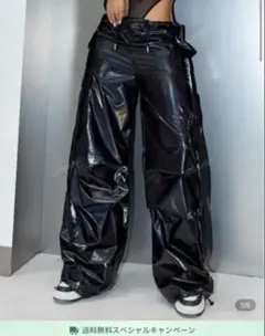 黒　カーゴパンツ ホログラフィック　shein ダンス