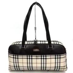 バーバリー ミニボストン ショルダーバッグ ノバチェック キャンバス レザー