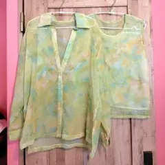 VINTAGE シアー シャツ ノースリーブブラウス セットのサムネイル