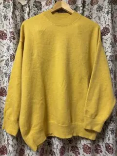 長袖　ニット　イエロー系　 ハイネック　ゆったり　L〜　LL XL