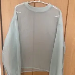 シアー×リブ ロングスリーブプルオーバー　シアートップス　ミント　本日のみ