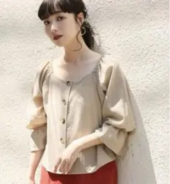 ローリーズファーム　スクエア2WAYブラウス 綿100% フリーサイズ