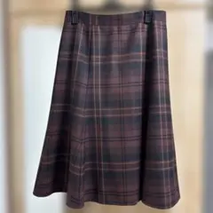 23区　　大きいサイズ　ブラウン チェック フレアスカート