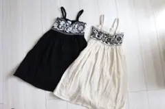 送料無料キッズ ワンピース 120cm 黒・ベージュ 2色セット