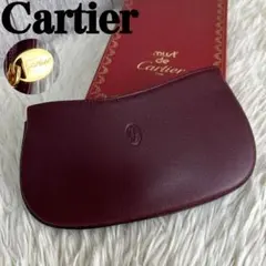 美品♡保存箱付♡マストライン♡Cartier カルティエ ロゴ レザー ポーチ