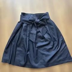 NARACAMICIE フレアスカート リボンベルト付 ネイビー サイズ0のサムネイル