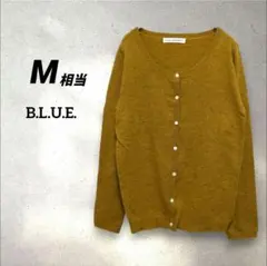 B.L.U.E. 長袖カーディガン マスタード黄色　ウール　ラウンドネック　春秋