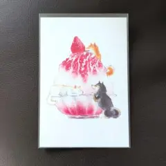 【ぽこにゃん様専用】柴犬 イラスト ポストカード(いちごかき氷)