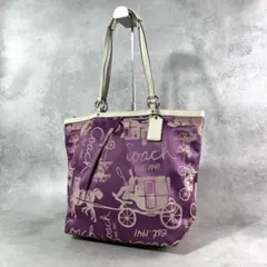 COACH 코치 F14632 토트 백 퍼플 마차 무늬