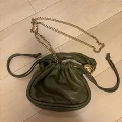 ZARA カーキ　巾着型　ミニハンドバッグ　ショルダーバッグ