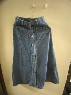 GU デニム ボタンフロント ロングスカート