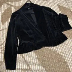 シップスSHIPS ベロアカーディガン　ボタンなしブラック　Mサイズ　レディース