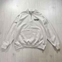 GAP ハーフジップ スウェット XL バックロゴ 白 Y2K