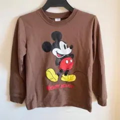 【130サイズ】 ミッキーマウス 長袖 Tシャツ ブラウン 茶色