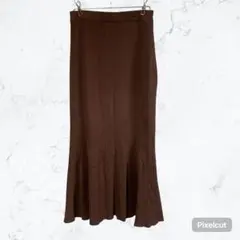 J618 アズールバイマウジー ニット マーメイドスカート 茶 S ウエストゴム