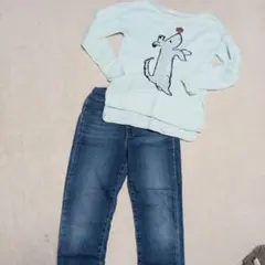 GAP KIDS ミントグリーン Tシャツ デニムパンツ セット M