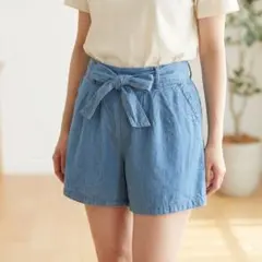 MPS キュロット リボンベルト付き デニム 女子 140 薄手