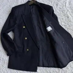 (美品) 紺ブレ 金ボタン テーラードジャケット ダブル ウール