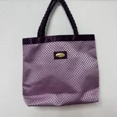 【美品】Naraya パープルチェック トートバッグ