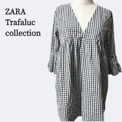 ZARA ギンガムチェックワンピース S-M インナー付 フレア袖
