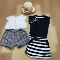 70cm ベビー服2着5点セット（帽子、トップス、パンツ）のサムネイル