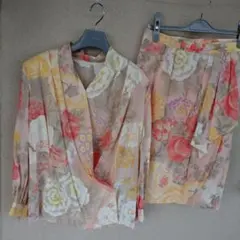 Christian Dior 花柄シフォンセットアップ　シルク　タグ付き