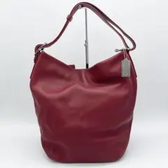 【美品】COACH ショルダーバッグ　バケツ型　A4 レザー　赤　vintage