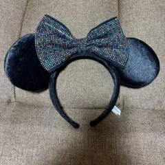 ディズニー ミニー カチューシャ レインボー スパンコール ドット ブラック 黒