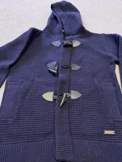 紳士、ネイビー ダッフル風カーディガンフード付き