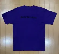 【美品】2022年製 バレンシアガ ロゴ刺繍 Tシャツ パープル S 確実正規品のサムネイル